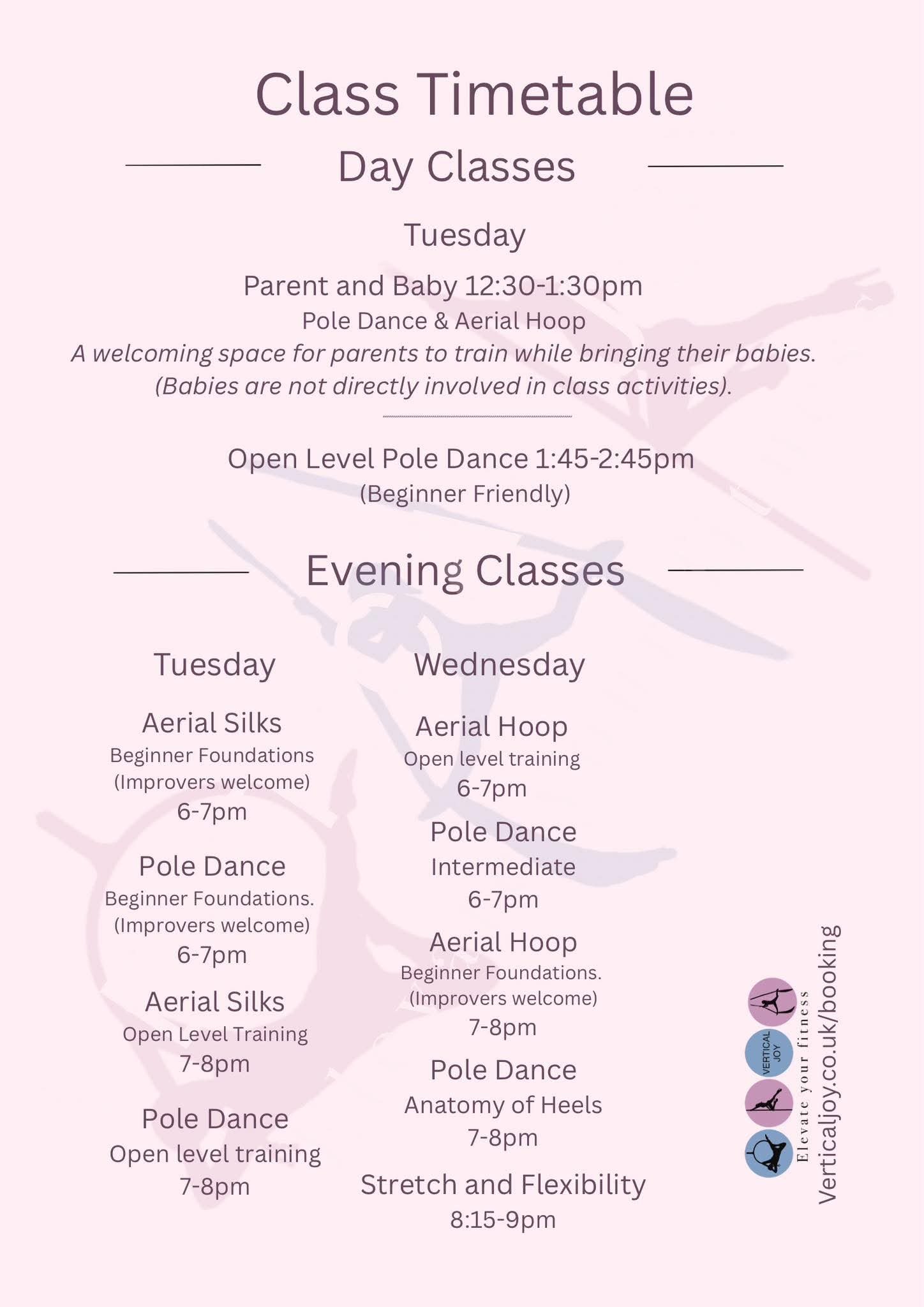 vertical Joy timetable